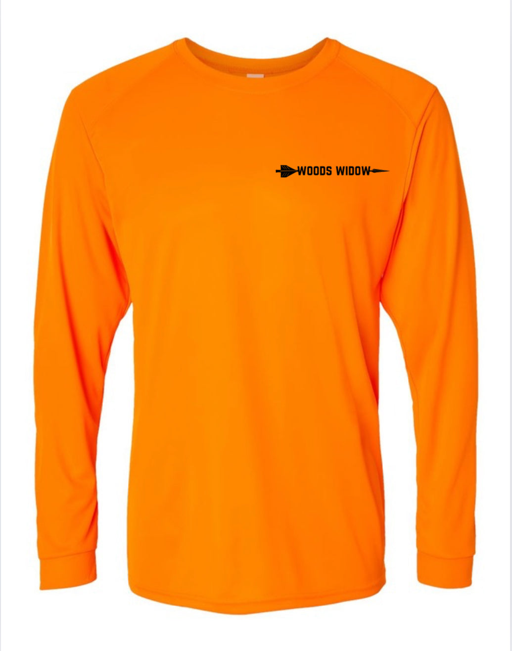 LONG SLEEVE WOODS WIDOW NEVER BUST’D ORANGE SPF SHIRT