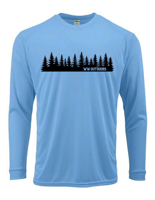 LONG SLEEVE WW OUTDOORS TREE BACKGROUND SPF SHIRT