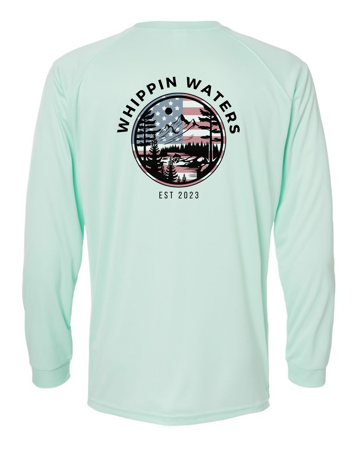 LONG SLEEVE USA FLAG MOUNTAIN SPF SHIRT